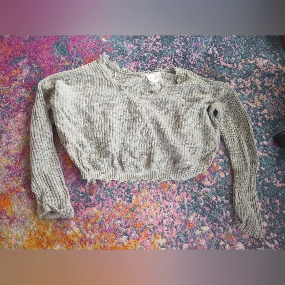 Jessica Simpson Cropped Sage Sweater